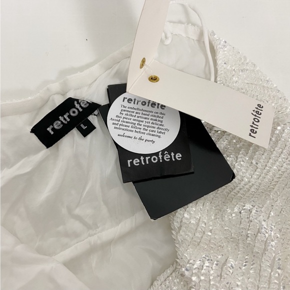 Retrofete Katya Dress in Moonglow White Size L - Picture 9 of 14